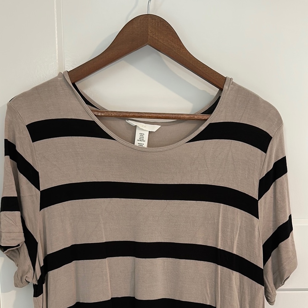 H&M Black and Tan Striped Top